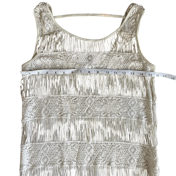 American Eagle Outfitters Cream Crochet Fringe Tank Dress - Picture 2 of 8
